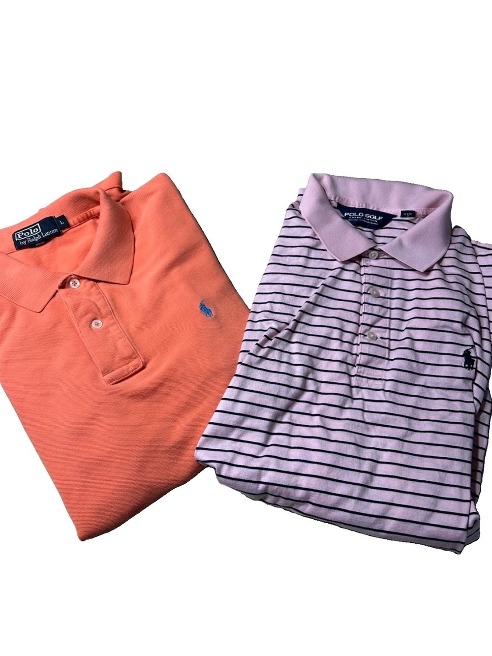 Pair (2) Polo By Ralph Lauren Salmon And Pink Large Polos